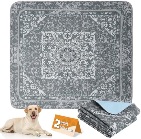 KOOLTAIL Washable Pee Pads for Dogs, 2 Pack Super Absorbent Reusable Puppy Training Pads Waterproof, Nonslip and Leak-Proof Dog Pee Pads, Large Pet Mats Whelping Pads for Floor, Crate, Couch 36*41
