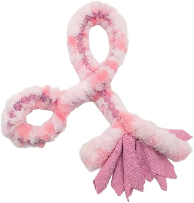Baba&Nana Braided Fleece Dog Tug Toy, Assorted Colors Dog Rope Toy, Interactive Tug of War Dog Toy for Large & Medium & Agility Dogs! (Pink/Faux Fur)