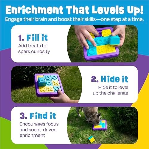 Brightkins Tic Tac Toe Treat Puzzle - Enrichment Toys for Dogs, Interactive Puppy Toys, Cat Feeder Toy, Puzzle Feeder for Dogs and Puppies, Dog Toy Brain Stimulation, Pet Games for Boredom