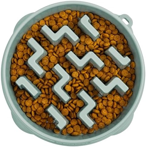 Outward Hound Fun Feeder Slo Bowl Dog Slow Feeder, Notch, Sage, 11.8", Large (Pack of 6)