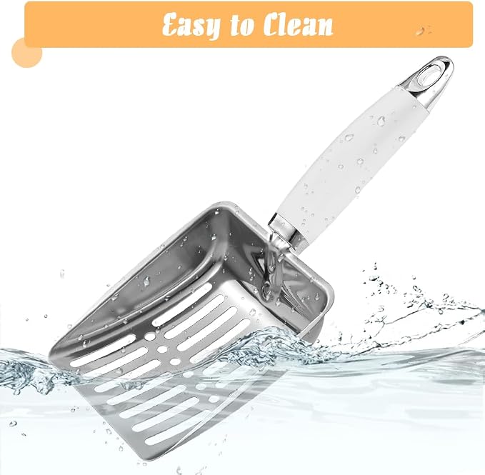 Cat Litter Scoop - Stainless Steel Metal Cat Litter Scoop-Sturdy Mesh Scooper - Mesh Shovel-Easy to Clean - Suitable for Cat Litter Box -Grey White-Christmas