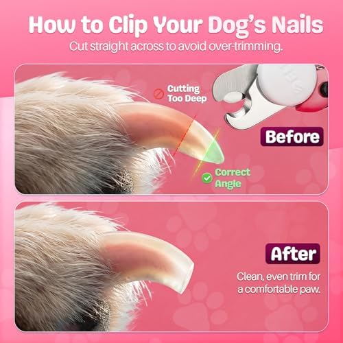 Flexzion Dog Nail Clippers and Cat Nail Trimmer with Safety Guard, Pink