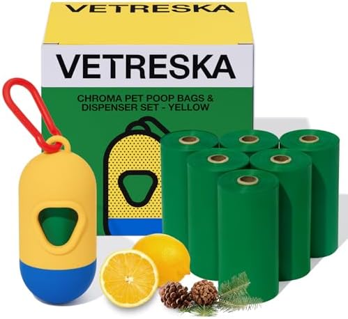 VETRESKA Dog Poop Bag Dispenser with 105 Bags, Leak Proof and Extra Thick