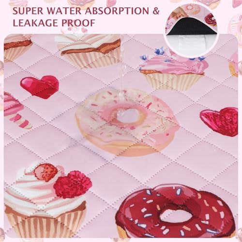 IEUUMLER Washable Pee Pads for Dogs, 2 Pack Cake Pattern Reusable Waterproof Puppy Potty Pads, Non-Slip Absorbent Pet Training Pads for Playpen Crate Bed EU015 Pink Cake, 36x36
