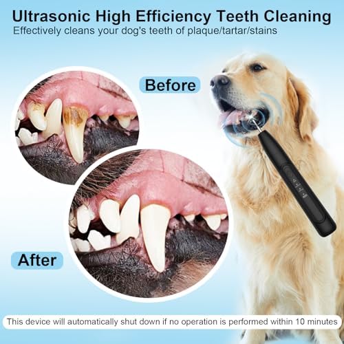 Ultrasonic Dog Plaque Remover Tool, 3 Modes Plaque and Tartar Remover for Dogs, Low Noise Sonic Dog Tartar Remover Dogs Plaque Remover with Toothbrush 2 Cleaning Head for Pet Dental Care