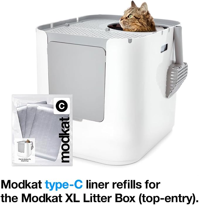 Modkat Cat Litter Box Liners (3-Pack) - Liner Type C -Durable, Tear & Leak Resistant, Secure Fit, Easy to Clean, Unscented