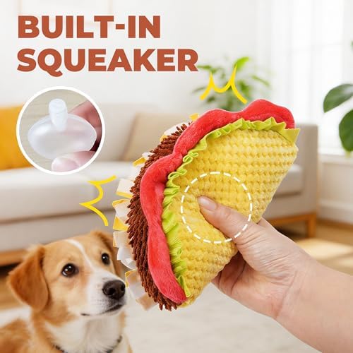 PrimePets Plush Taco Dog Toy, Dog Squeaky Toys for Small Medium Large Dogs
