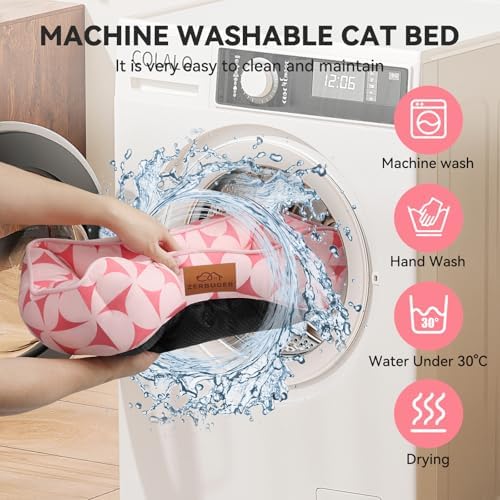 Zerbuger 20in Pink Pattern Rectangle Cat Dog Bed Machine Washable Sofa