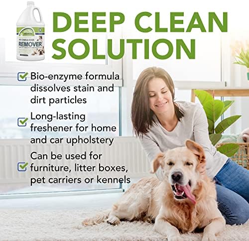 Pet Stain and Odor Remover - Enzyme Cleaner, Pet Urine Odor Eliminator Refill - Floor & Carpet Cleaner, Pet Deodorizers For Home, Fabric Freshener W/Fresh, Clean Scent, 1 Gallon