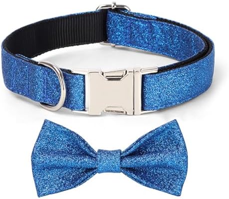 Bling Dog Collar with Removable Bowtie for Dogs Party Wear