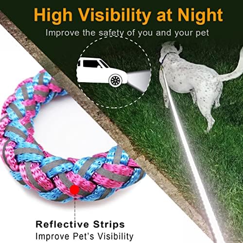 Reflective Dog Leash 2/3/4/6/10ft Braided 1/2" Strong Nylon Rope