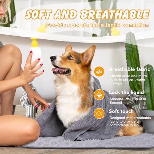 Washable Dog Pee Pads 2 Pack, 24 x 18 in, Reusable Waterproof Grey