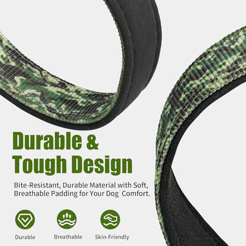 Kazazoo Small Dog Collar,Reflective Puppy Collar with Soft Padding Dog Collar No Pull,Lightweight, Nylon Collar for Puppies, Bichon Frisé, Papillon & Poodle Dogs 5-15 Lbs Green camo-S