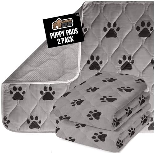 GORILLA GRIP Washable Puppy Pads, Slip Resistant Dog Crate Mat, 2 Pk, 40x26