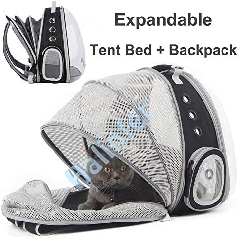 Back Expandable Cat Backpack Carrier, Fit up to 12 lbs, Space Capsule Bubble Window Pet Carrier Backpack to Carry and Transport Cat Bunny Small Puppy