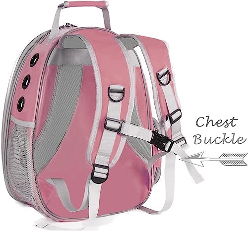 Pet Carrier Backpack for Kitten, Small Puppy and Bunny, Backpack for Kitten, Space Capsule Bubble Cat Backpack Carrier, Airline Approved Waterproof Green Pet Backpack for Small Dog (Pink)