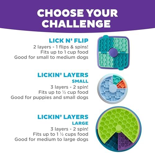 Outward Hound Nina Ottosson Lick N' Flip 3-in-1 Dog Toy Treat Puzzle, 7.4"