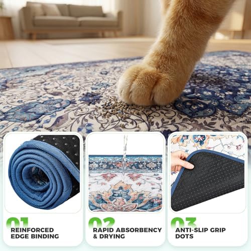Hompet Cat Litter Mat 2 Pack, 18x28 Machine Washable Trapping Mats for Cats, Super Absorbent & Urine-Proof Cat Litter Box Mat for Floor, Waterproof & Non Slip Kitty Litter Rug