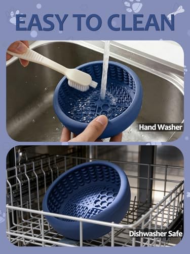 Dog Lick Bowl for Large Dogs, Lick Mat, Slow Feeder Lick Bowl with Brush and Scraper,Strong Suction, Freeze Licking Bowl for Anxiety Relief, Enrichment & Distraction, Dishwasher Safe 7.6 * 3.5 inch