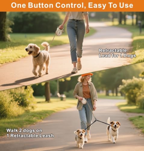 Retractable Dog Leash,16ft Retractable Lead with Bungee Leads for 2 Dogs,Double Leash with Dog Safety Harness Buckle, Extendable Lead 5m for Medium Large Dogs (Coffee Brown, 5m)