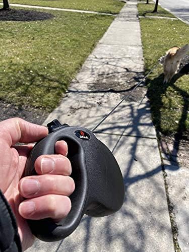 Enthusiast Gear Retractable Dog Leash for Large and Medium Dogs with Locking Carabiner | Heavy Duty 16 ft Strong Reflective Polyester Webbing, 1-Button Break & Lock, Anti-Slip Handle, Tangle Free