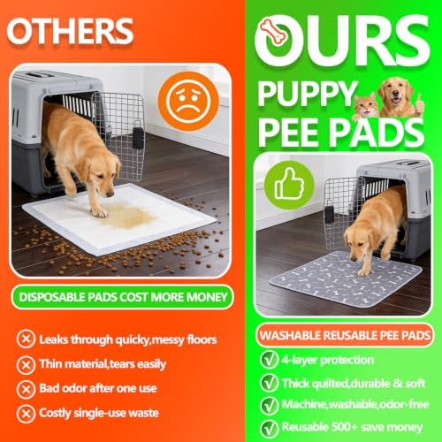 Puppy Pee Pads with Pheromones Reusable Puppy Potty Pads for Dogs Washable Puppy Pee Pads for Cats Leakproof & Odor Control Non-Slip Puppy Training Pads for Home Travel Brown M