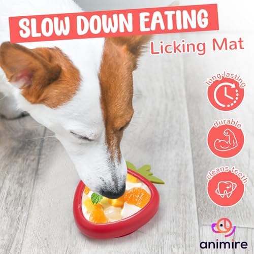 Freeze Dog Lick Bowl, Animire Non-Slip Slow Feeder Lick Mat for Dogs, Silicone Dog Enrichment Bowl for Distraction Anxiety Relief Boredom, BPA Free, Dishwasher Safe(Red,S)