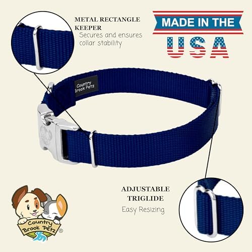 Country Brook Petz - Premium Nylon Dog Collar with Metal Buckle for Small Medium Large Breeds - 30+ Colors (Small, 3/4 Inch, Royal Blue)
