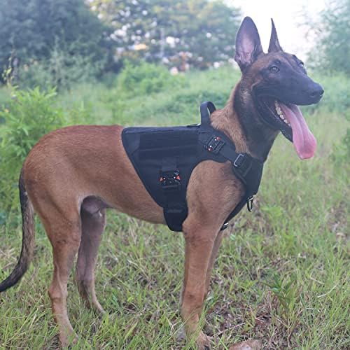 ICEFANG Tactical Dog Harness for Large Dogs,Full Metal Buckles Dog Vest