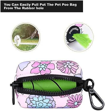 Petmolico Dog Poop Bag Holder Dispenser 2 Pack, Colorful Daisy