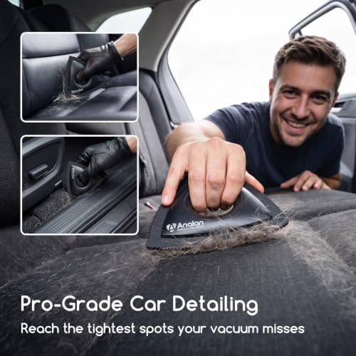 Analan Mini Pet Hair Remover for Car Detailing Dog Hair Tool Brush(Black)