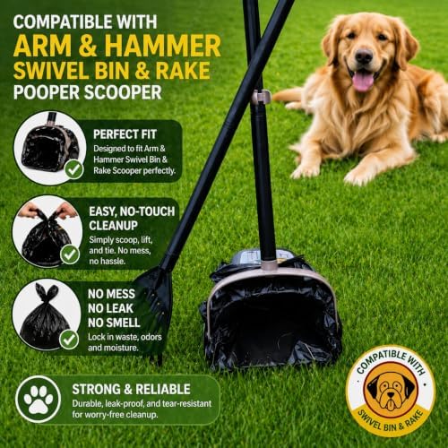 T-shirt Black Plastic Bag (600 ct.) Small Can Liners Doggy Poop Bags Compatible with Arm & Hammer Swivel Bin & Rake pooper scooper Thank You Grocery Shooping Bag Size Multipurpose Bags