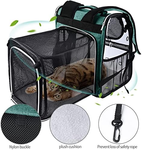 BAGLHER Expandable Pet Carrier Backpack，Pet Bubble Backpack for Small Cats Puppies Dogs Bunny, Airline-Approved Ventilate Transparent Capsule Backpack for Travel, Hiking and Outdoor Use. Green