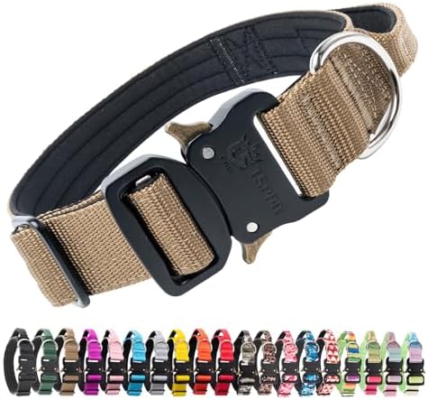 TSPRO Tactical Dog Collar, Heavy Duty Quick Release Metal Buckle and Handle
