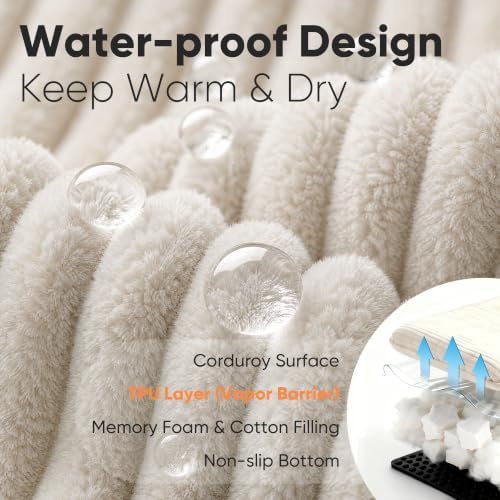 FUKUMARU Dog Couch Bed, Corduroy Cozy Cat Bed, Waterproof, Washable Cover