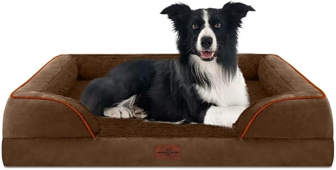 Comfort Expression Orthopedic Dog Beds for Large Sized Dog with Bolster | Waterproof Dog Couch Bed with Washable Cover & Non-Slip Bottom, Supportive Egg Crate Foam Large Pet Bed, 36x27 Inch