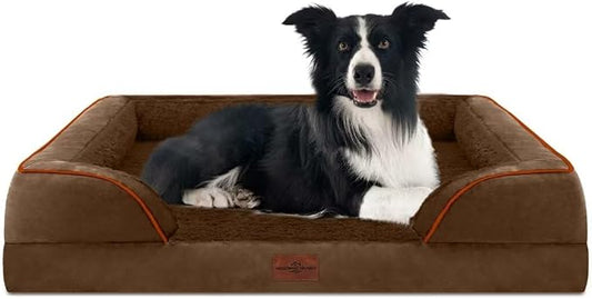Comfort Expression Orthopedic Dog Beds for Large Sized Dog with Bolster | Waterproof Dog Couch Bed with Washable Cover & Non-Slip Bottom, Supportive Egg Crate Foam Large Pet Bed, 36x27 Inch