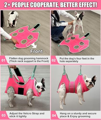 Kkiimatt Dog Grooming Hammock, Medium Hanging Harness Holder Hanger for Nail Clipping,Nail Trimming Hammock,Dog Sling Restraint with Thick Fabric Neck Support for Claw Care