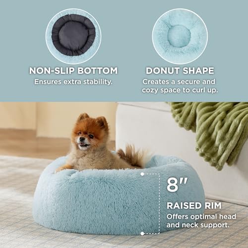 Bedsure Calming Small Dog Bed Donut Washable Cat＆Puppy Bed,23 inches