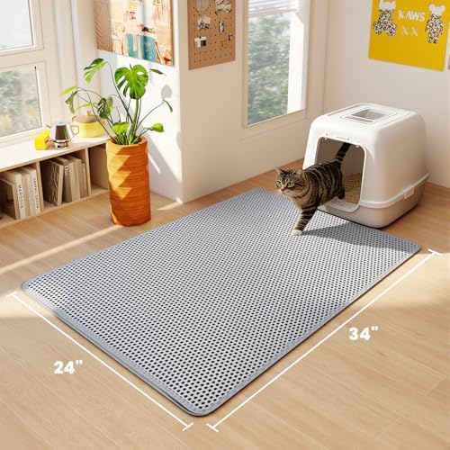 Large Cat Litter Box Mat for Cats, Double Layer Cat Litter Trapping Mats