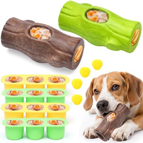 2 Pack Dog Toys for Aggressive Chewers Green & Brown