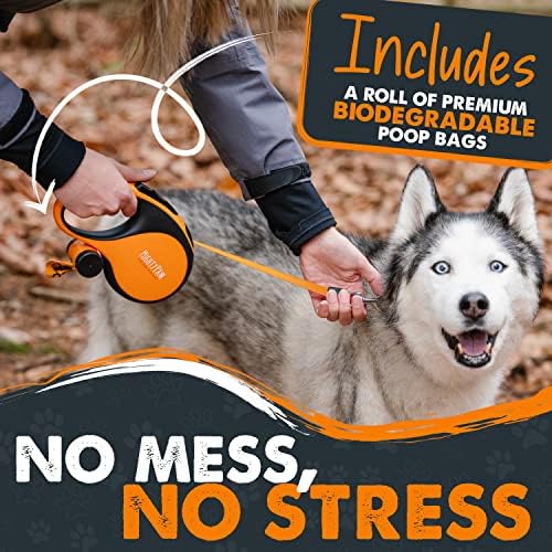 Mighty Paw Retractable Dog Leash with Poop Bag Holder, 16 Ft