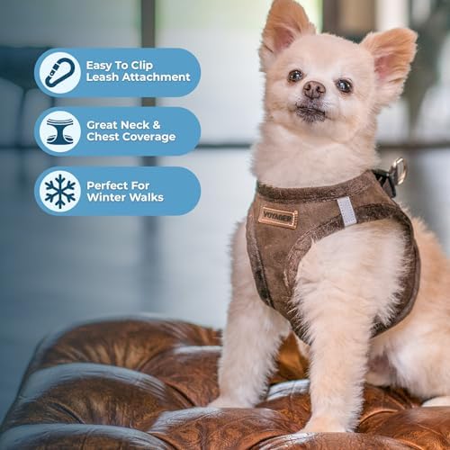 Voyager Step-in Plush Dog Vest Harness -Chocolate Suede, Small