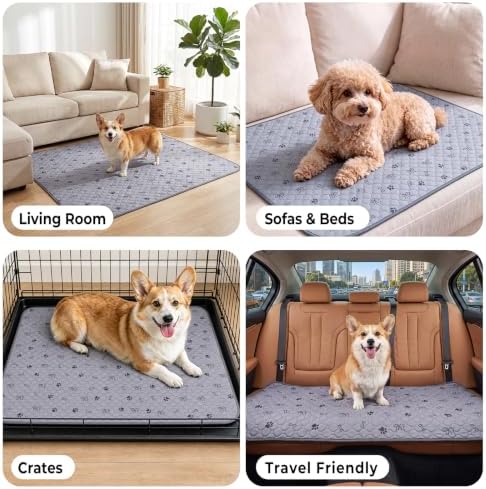 Sunheir 4 Pack Washable Pee Pads for Dogs, Waterproof Reusable Puppy Pads