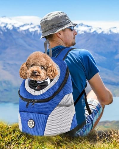 PETCUTE Pet Carrier Backpack,Breathable Dog Backpack Carrier with Adjustable Straps,Side Storage Pockets,Dog Head-Out Backpacks with Safety Belt,Puppy Front and Back Carriers for Small Dogs Cats