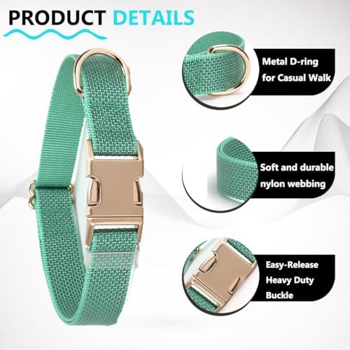 Reflective Dog Collar with Metal Buckle for Dogs Night Walking