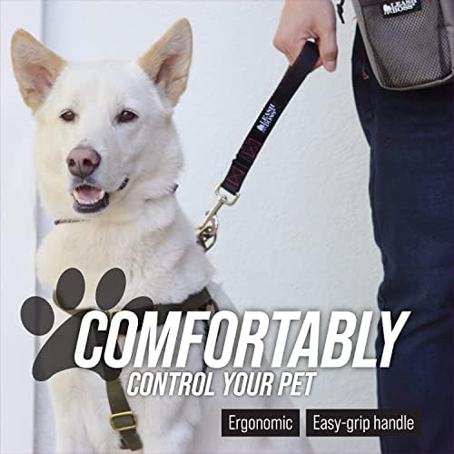 Traffic Handler - Short Dog Leash with Traffic Handle for Large Dogs - Made in USA - Great for Double Dog Couplers, Service Dogs, and Training (18 Inch, Classic Black)