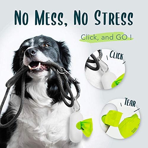 Dog Poop Bag, Compostable Doggie Poop Bags with Handles, Easy-Tie Pet Waste Bags, Eco-Friendly, Unscented, Vegetable-Based, Extra Thick Leak Proof, for Dogs and Cat Scoops, 120 Bags