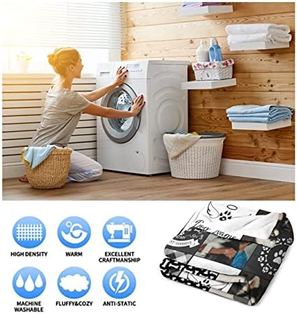 D-Story Custom Blanket Pet Loss Sympathy Throw Blanket Pet Memorial Dog Cat Remembrance Gift Personalized Blankets with Photo & Name Pets Memorial Gifts