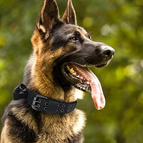 Personalized Tactical Dog Collar Handle with Name Phone Number Tags, Custom Military Pet Collars for Medium Large Breeds